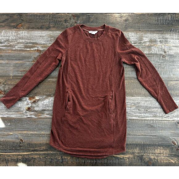 Athleta Balance Dress Size XS Brownish Red Long Sleeve Pockets Sweater Dress - Picture 1 of 8